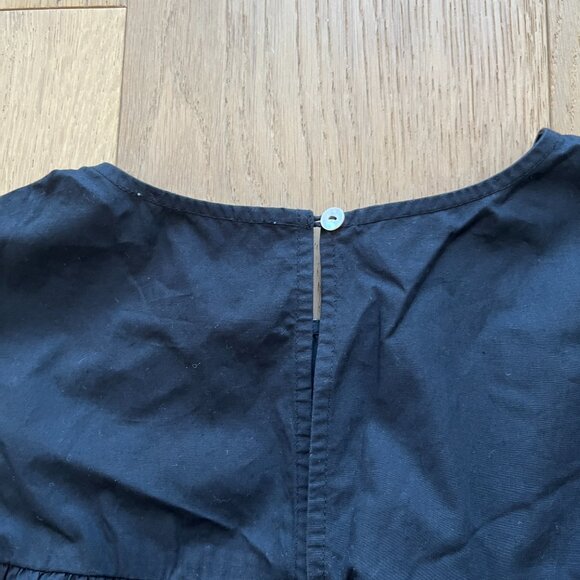 Like New Oak + Fort 100% Cotton Black Puff Sleeve Ruffle Mini Dress - Picture 4 of 5